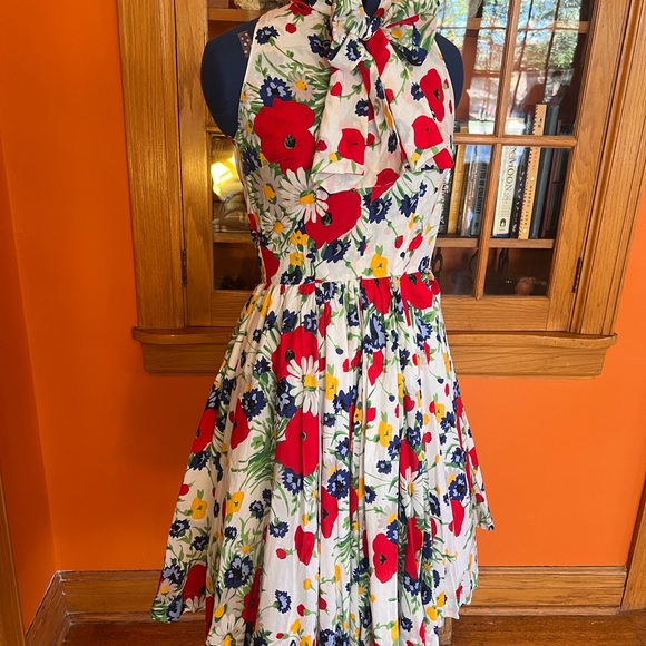 Trashy Diva Dresses & Skirts - Floral Halter Dress with Red and White Pattern